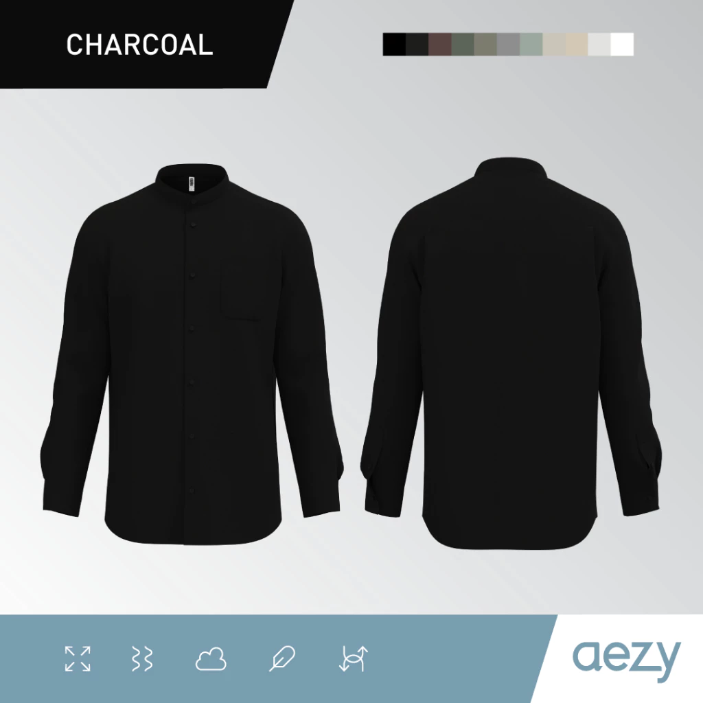 KEMEJA AEZY STAND COLLAR LONG SLEEVE